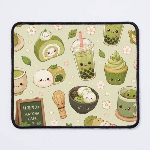Item preview, Kawaii food pattern Matcha Café Seamless Pattern designed and sold by Aramdesing.