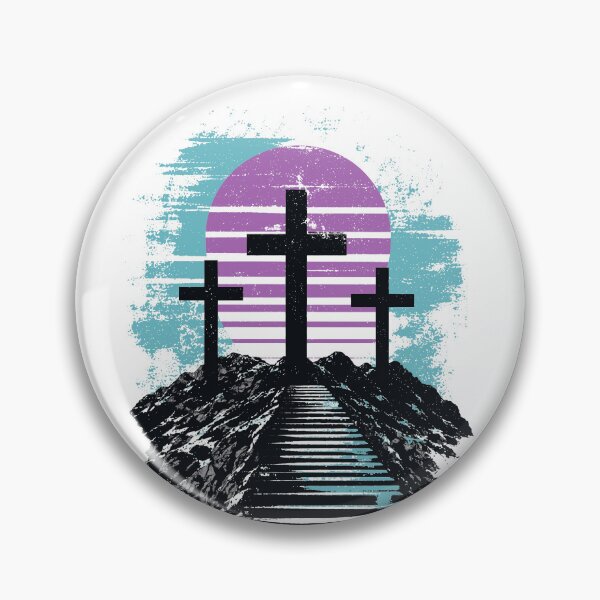 Item preview, Hill of Calvary Golgotha Jesus Christ the way 3 Christian Crosses grunge eroded streetwear designed and sold by bard-art.