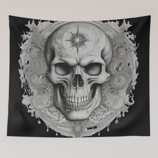 Item preview, Gothic Norse Compass Skull - Occult Star Alchemical Shield Art designed and sold by DarkOriginArts.