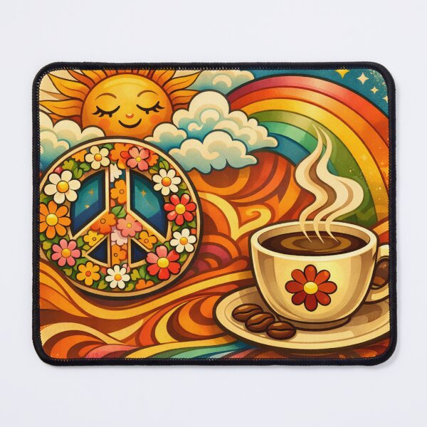 Item preview, Peace, love, and coffee - Retro 70s Rainbow Wall Art designed and sold by Peace,love,andbeaches.
