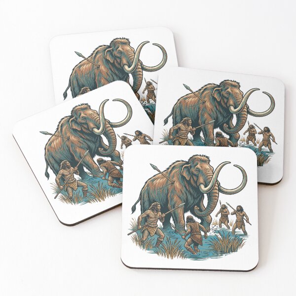 Item preview, Prehistoric Cavemen Hunting Woolly Mammoth designed and sold by TeeARTHY.