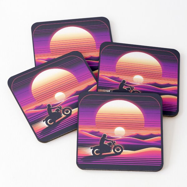 Item preview, Synthwave Rider – Retro Sunset Motorcycle Adventure Design designed and sold by Dogandesighn.