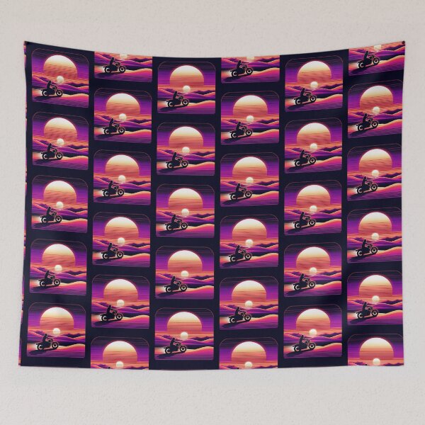 Item preview, Synthwave Rider – Retro Sunset Motorcycle Adventure Design designed and sold by Dogandesighn.