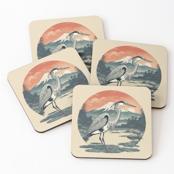 Item preview, Heron with Mt. Fuji - Traditional Japanese Serentiy designed and sold by TamaraWabe.