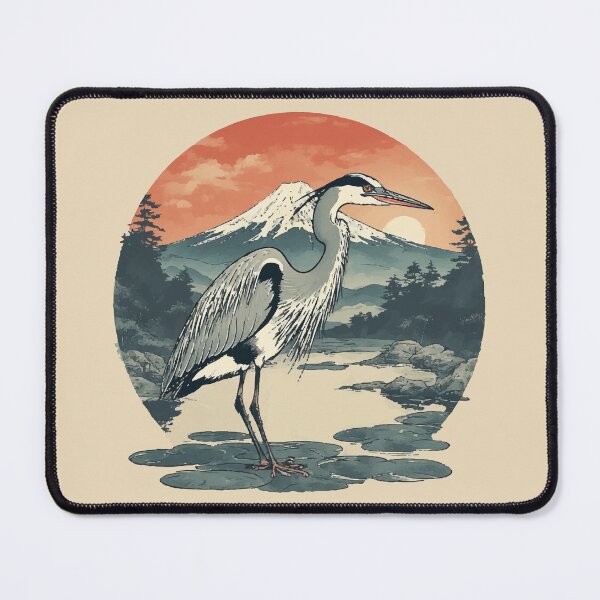 Item preview, Heron with Mt. Fuji - Traditional Japanese Serentiy designed and sold by TamaraWabe.