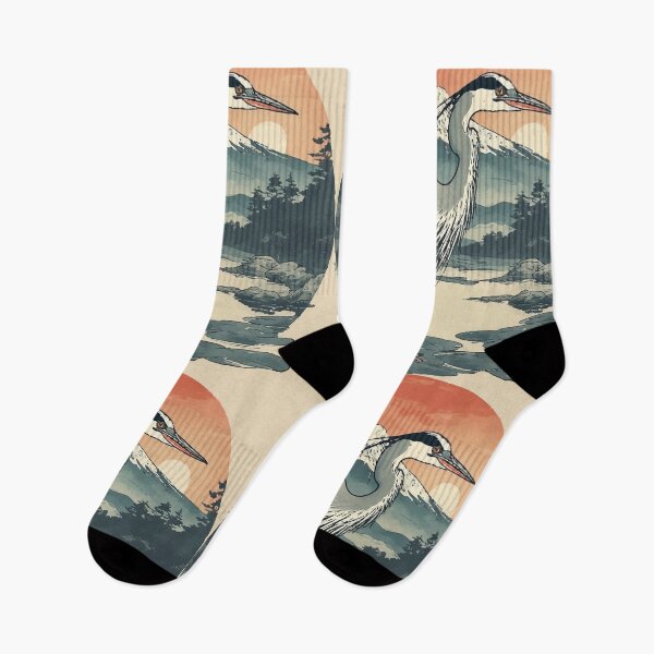 Item preview, Heron with Mt. Fuji - Traditional Japanese Serentiy designed and sold by TamaraWabe.