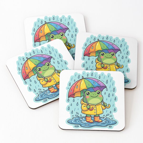 Item preview, Rainbow Umbrella Frog – Cute Rainy Day Cartoon Aesthetic designed and sold by ArtsyExplorer.