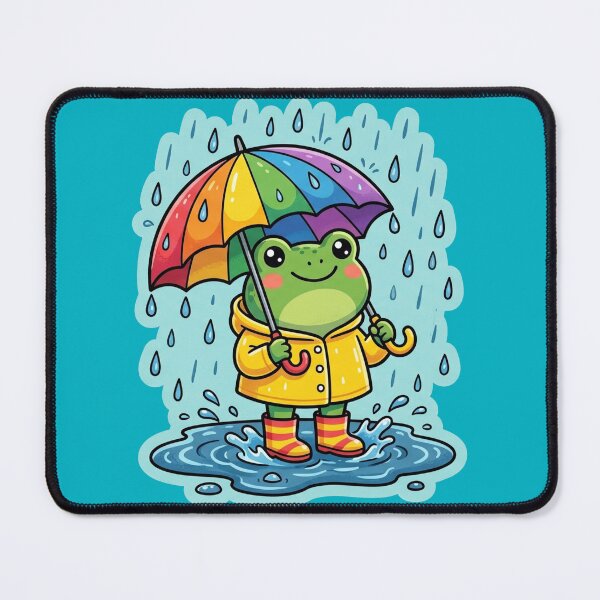 Item preview, Rainbow Umbrella Frog – Cute Rainy Day Cartoon Aesthetic designed and sold by ArtsyExplorer.