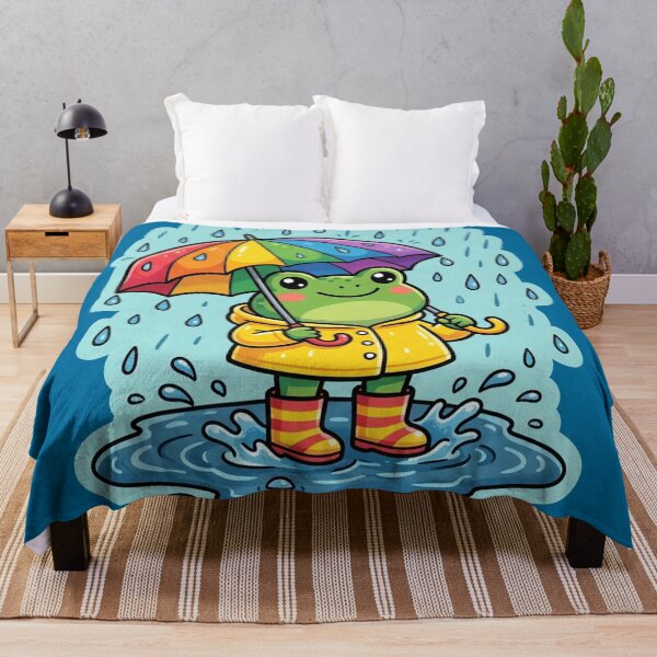 Item preview, Rainbow Umbrella Frog – Cute Rainy Day Cartoon Aesthetic designed and sold by ArtsyExplorer.