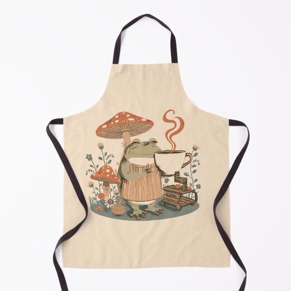 Item preview, Frog Barista Risograph Art Mushroom Coffee Cottagecore Gift designed and sold by VectorJoy.