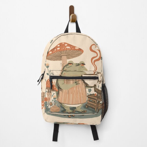 Item preview, Frog Barista Risograph Art Mushroom Coffee Cottagecore Gift designed and sold by VectorJoy.