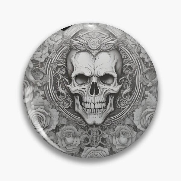 Item preview, Gothic Skull and Roses Frame - Baroque Occult Engraving Art designed and sold by DarkOriginArts.