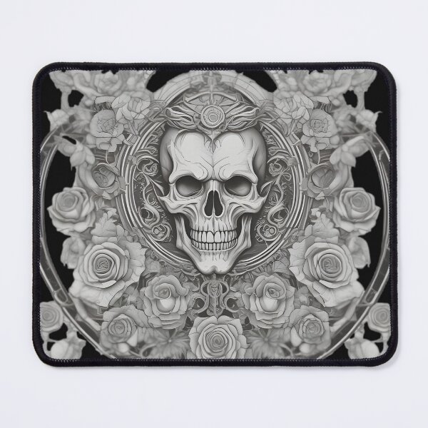 Item preview, Gothic Skull and Roses Frame - Baroque Occult Engraving Art designed and sold by DarkOriginArts.
