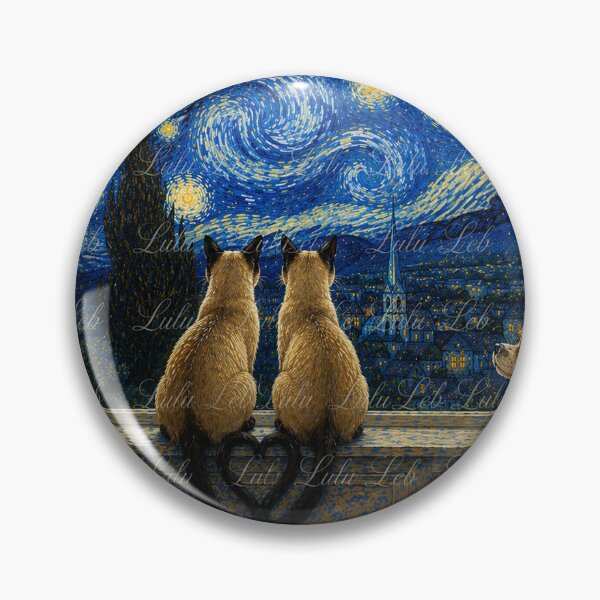 Item preview, Siamese Cats and Cocker Spaniel Under Starry Night designed and sold by LuluLeb.