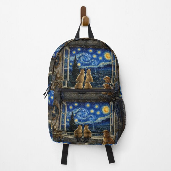 Item preview, Siamese Cats and Cocker Spaniel Under Starry Night designed and sold by LuluLeb.