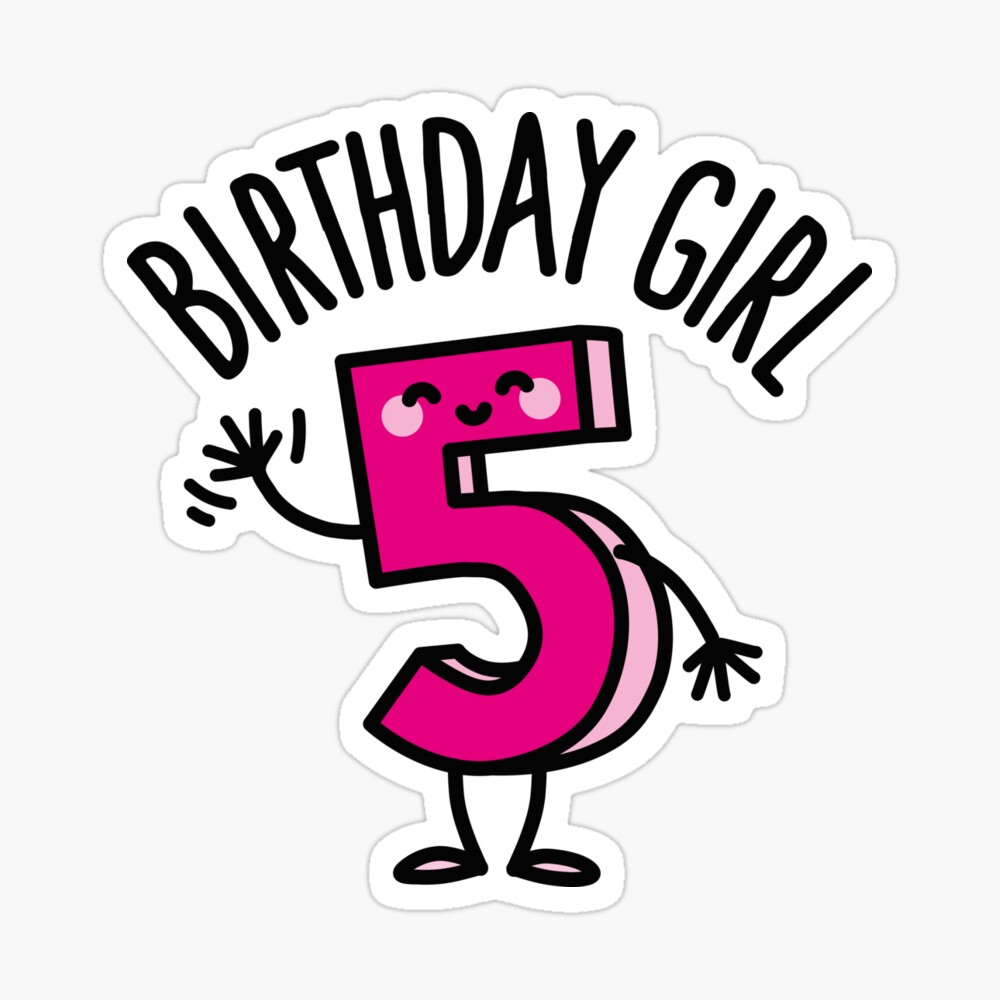 Carte De Vœux Birthday Girl Fille D Anniversaire 5 Ans Par Laundryfactory Redbubble