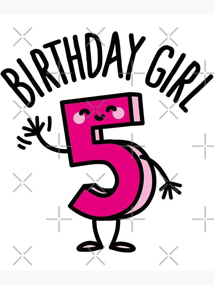 Birthday girl fille d'anniversaire 5 ans | Carte de vœux
