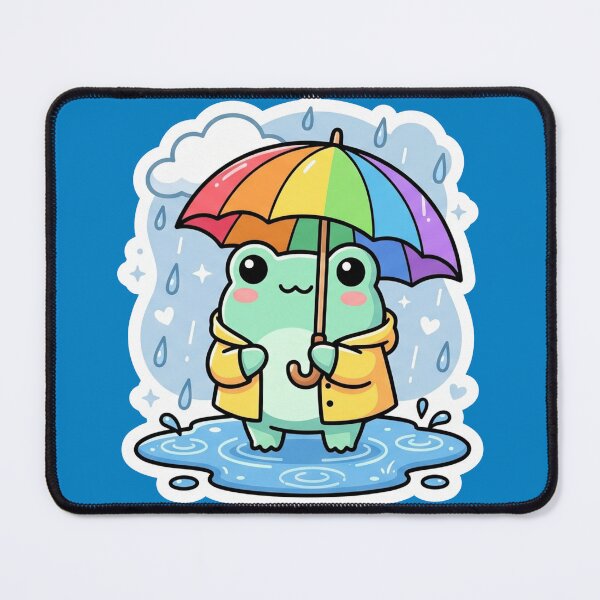 Item preview, Frog with rainbow umbrella – Cute Rainy Day Cartoon Aesthetic designed and sold by ArtsyExplorer.