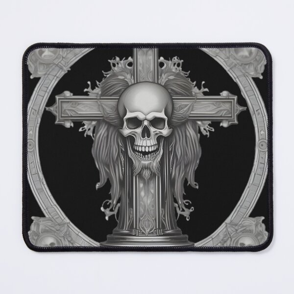 Item preview, Gothic Calvary Cross Skull - Dark Occult Metal Engraving Art designed and sold by DarkOriginArts.