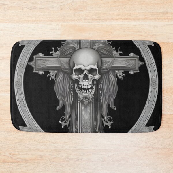 Item preview, Gothic Calvary Cross Skull - Dark Occult Metal Engraving Art designed and sold by DarkOriginArts.