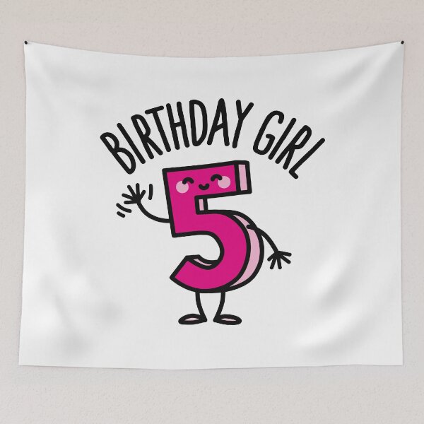 Item preview, Funny girl five years old birthday number 5 kids gift tshirt designed and sold by LaundryFactory.