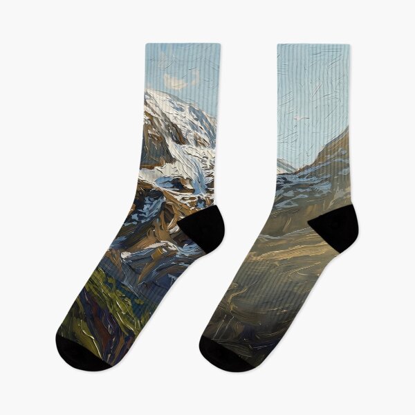 Item preview, Textured Snow Capped Mountain Peak Oil Painting designed and sold by WojcikDesigners.