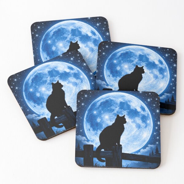 Item preview, Cat on a fence against the Blue Moon designed and sold by PhoenixbyGEDA.