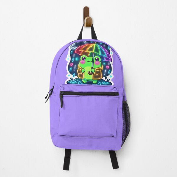 Item preview, Neon Frog with rainbow umbrella – Cute Rainy Day Cartoon Aesthetic designed and sold by ArtsyExplorer.