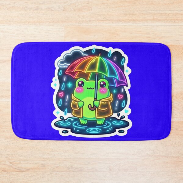 Item preview, Neon Frog with rainbow umbrella  – Cute Rainy Day Cartoon Aesthetic designed and sold by ArtsyExplorer.