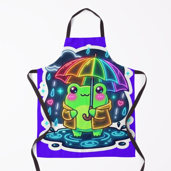 Item preview, Neon Frog with rainbow umbrella  – Cute Rainy Day Cartoon Aesthetic designed and sold by ArtsyExplorer.