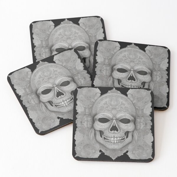 Item preview, Gothic Mask Skull Emblem - Baroque Filigree Engraving Art designed and sold by DarkOriginArts.