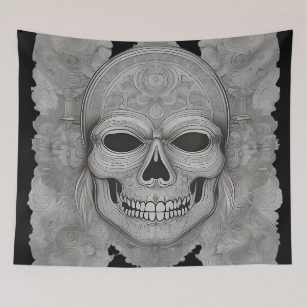 Item preview, Gothic Mask Skull Emblem - Baroque Filigree Engraving Art designed and sold by DarkOriginArts.
