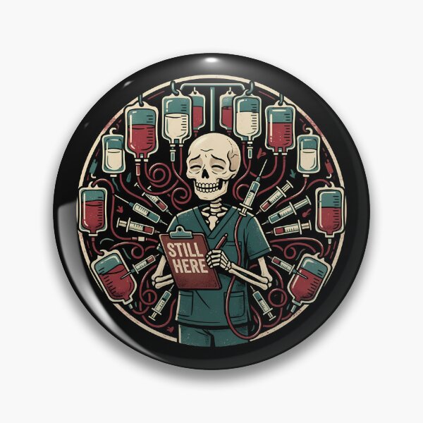 Item preview, Nurse Skeleton Dark Humor Screen Print Healthcare Worker Gift designed and sold by VectorJoy.
