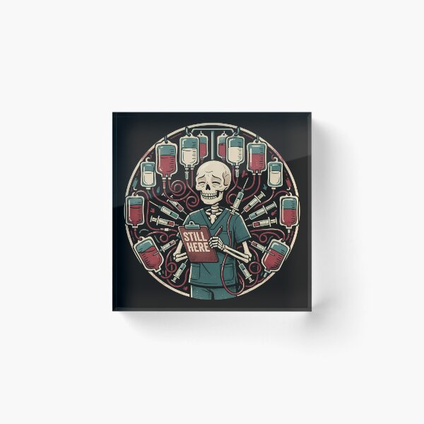 Item preview, Nurse Skeleton Dark Humor Screen Print Healthcare Worker Gift designed and sold by VectorJoy.