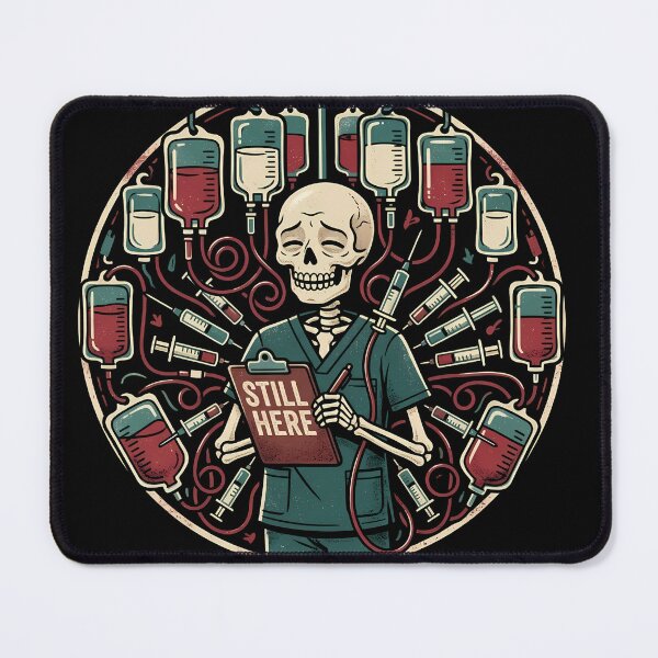 Item preview, Nurse Skeleton Dark Humor Screen Print Healthcare Worker Gift designed and sold by VectorJoy.
