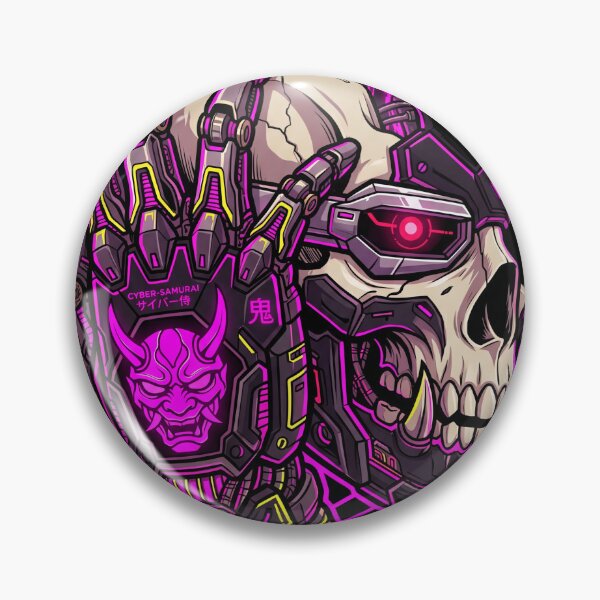Item preview, Cyber Samurai Skull – Neon Cyberpunk Mecha Warrior Design designed and sold by canvahub.