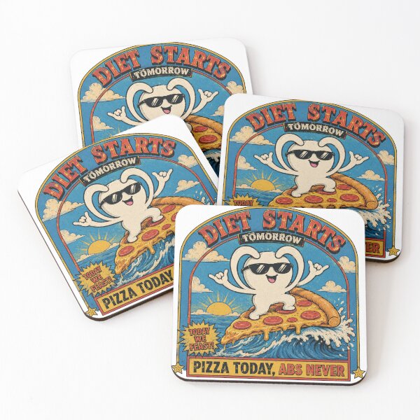 Item preview, Funny Pizza Surfing Diet Cartoon Illustration designed and sold by Soffar-So-good.