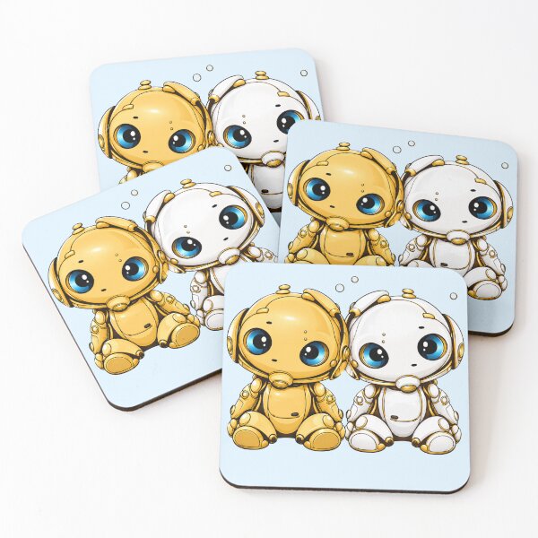 Item preview, Cute Twin Baby Robots | Adorable Chibi Robot Buddies designed and sold by centaurydesigns.