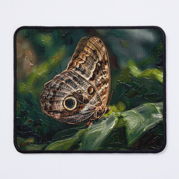 Item preview, Impasto Owl Butterfly Resting on Green Foliage designed and sold by WojcikDesigners.