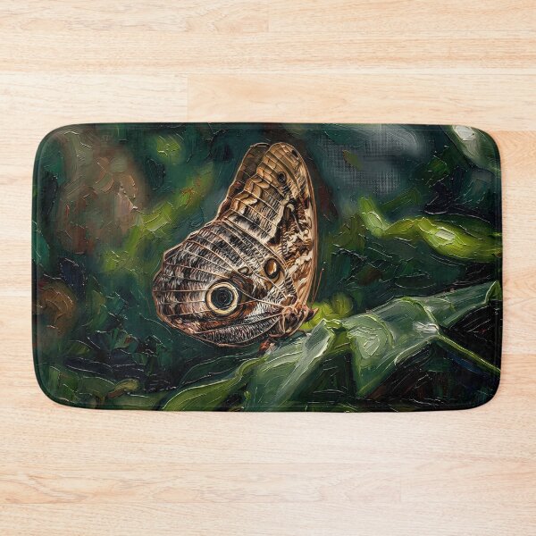 Item preview, Impasto Owl Butterfly Resting on Green Foliage designed and sold by WojcikDesigners.