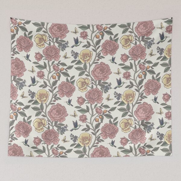 Item preview, Chintz Revival: Peonies and Poetic Birds designed and sold by Nekogobido.