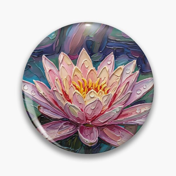 Item preview, Pink Water Lily Impasto Painting with Dewdrop designed and sold by WojcikDesigners.