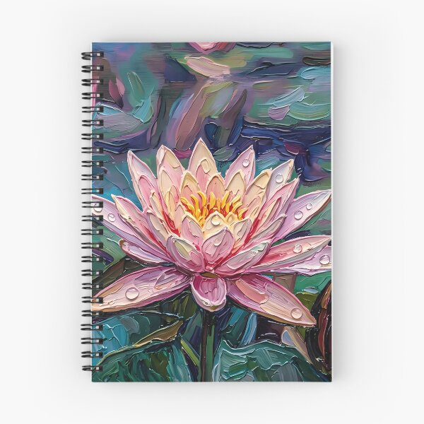 Item preview, Pink Water Lily Impasto Painting with Dewdrop designed and sold by WojcikDesigners.