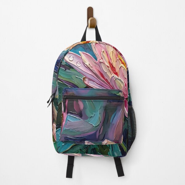 Item preview, Pink Water Lily Impasto Painting with Dewdrop designed and sold by WojcikDesigners.