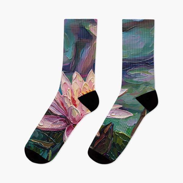 Item preview, Pink Water Lily Impasto Painting with Dewdrop designed and sold by WojcikDesigners.