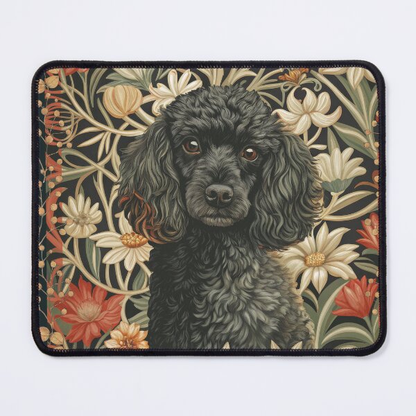 Item preview, Black Poodle Dog Vintage William Morris Floral Art designed and sold by AntiqueImages.