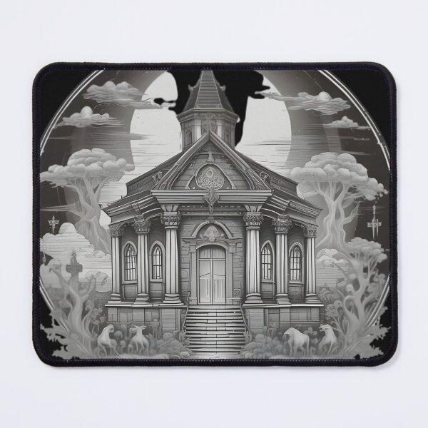 Item preview, Gothic Church in Forest Frame - Victorian Occult Chapel Engraving designed and sold by DarkOriginArts.