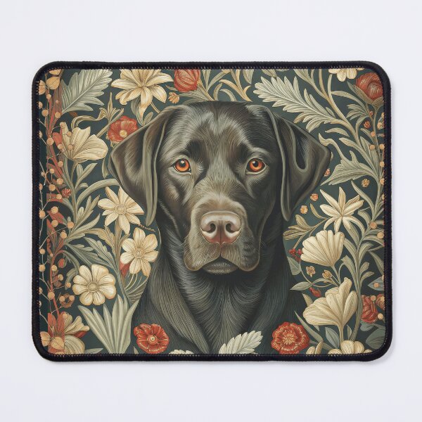Item preview, Vintage William Morris Black Labrador Floral Art designed and sold by AntiqueImages.