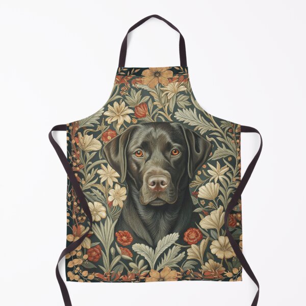 Item preview, Vintage William Morris Black Labrador Floral Art designed and sold by AntiqueImages.