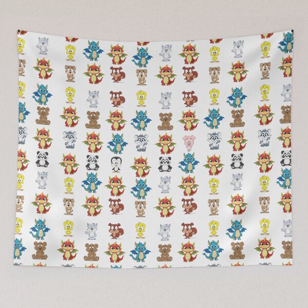 Item preview, Dragon Tales Inspired Baby Dragons and Cute Animals Art designed and sold by FlatInkStudio.